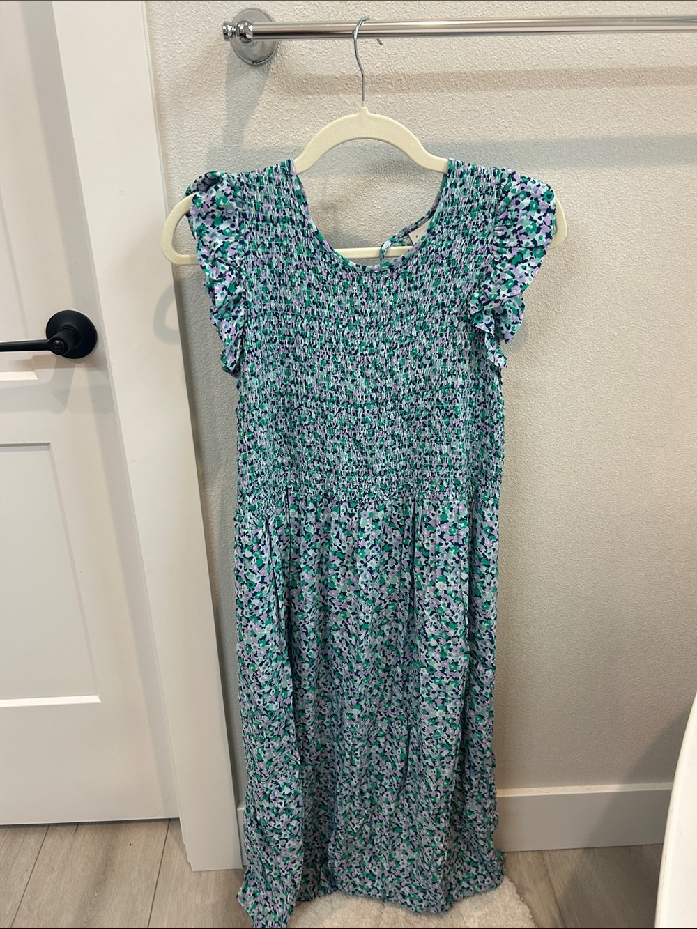 a new day Teal Floral Smocked Midi Dress